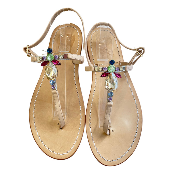 Gold Capri Sandals Flat Handmade Sandals Handmade in Italy - Etsy